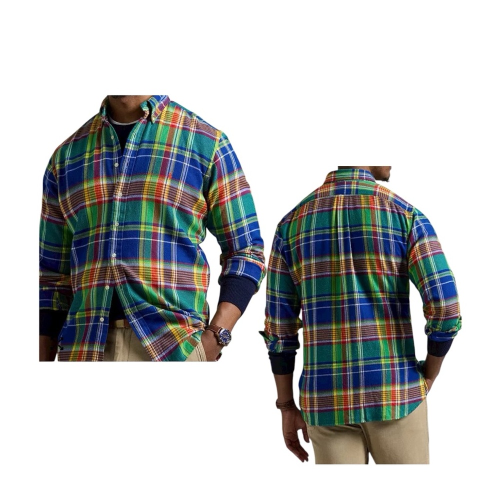 Ralph Lauren Long Sleeve Multicolored Plaid Button Down 💯 Cotton Shirt Size 2XLT